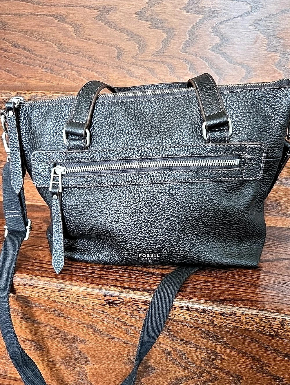 Fossil Sydney Satchel Black Leather Shoulder Bag
